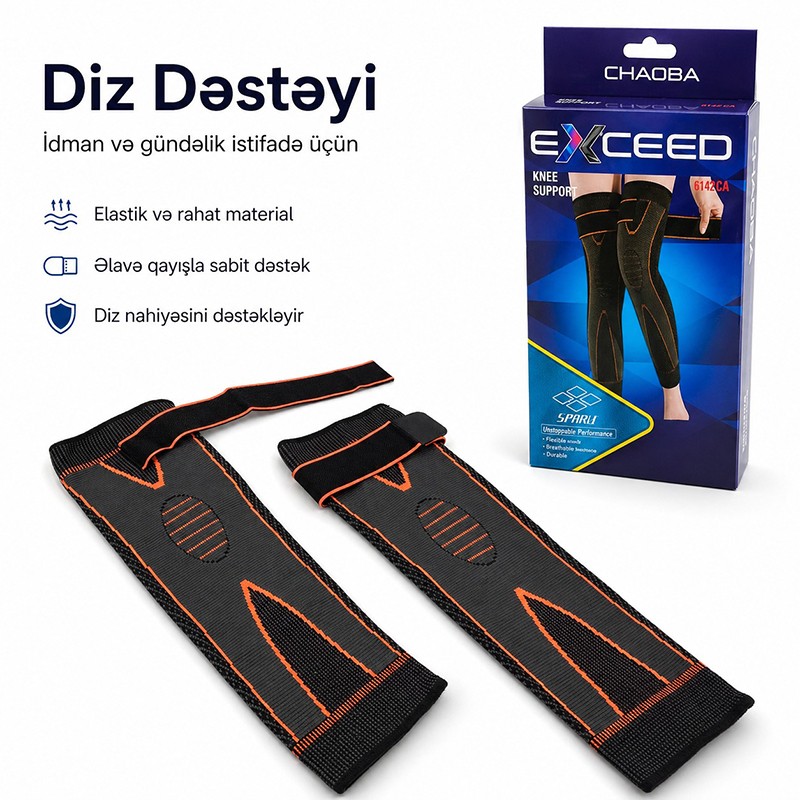 Elastik qayışlı uzun diz dəstəyi korset